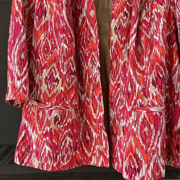 Catherine's Jacket Size 5X WP 5XWP Pockets Open Front Colorful Ikat Print Collar - Picture 4 of 7
